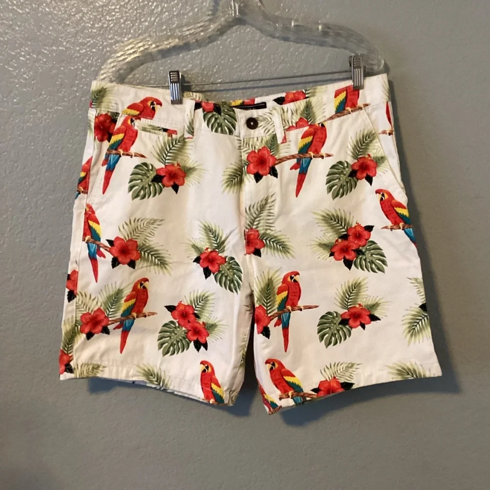 Forever 21 Tropical Parrot and Hibiscus Print Shorts